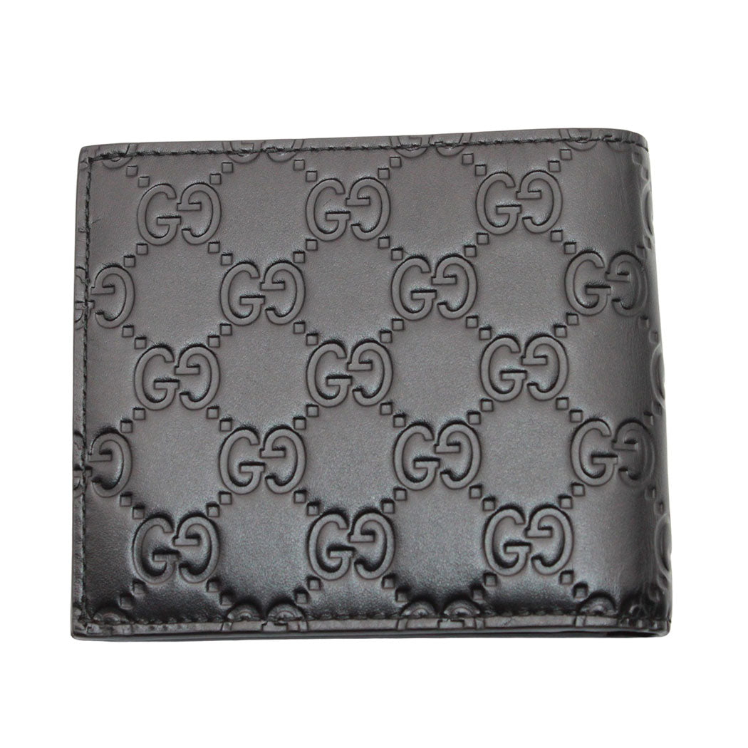 GUCCI グッチ シマ 二つ折り財布 ブラック 473922 レザー メンズ 【中古】