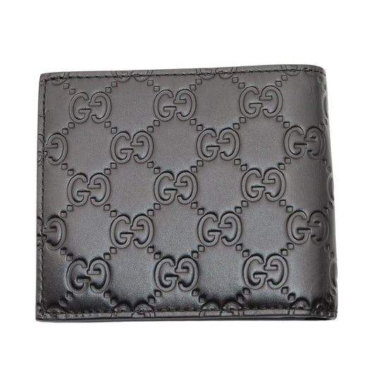 GUCCI グッチ シマ 二つ折り財布 ブラック 473922 レザー メンズ 【中古】