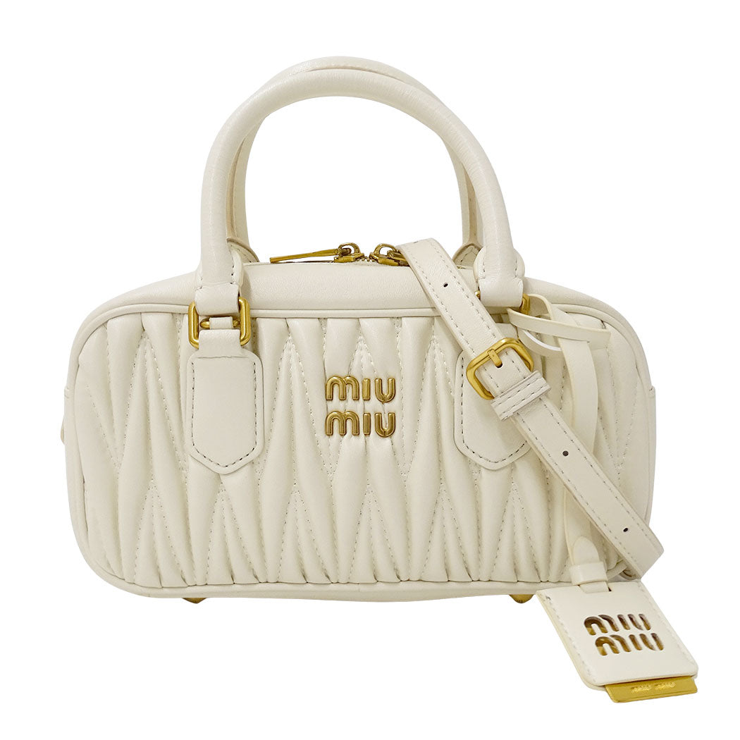 MIUMIU ミュウミュウ アルカディ マテラッセ 2wayバッグ ホワイト 5BB142 レザー レディース 【中古】