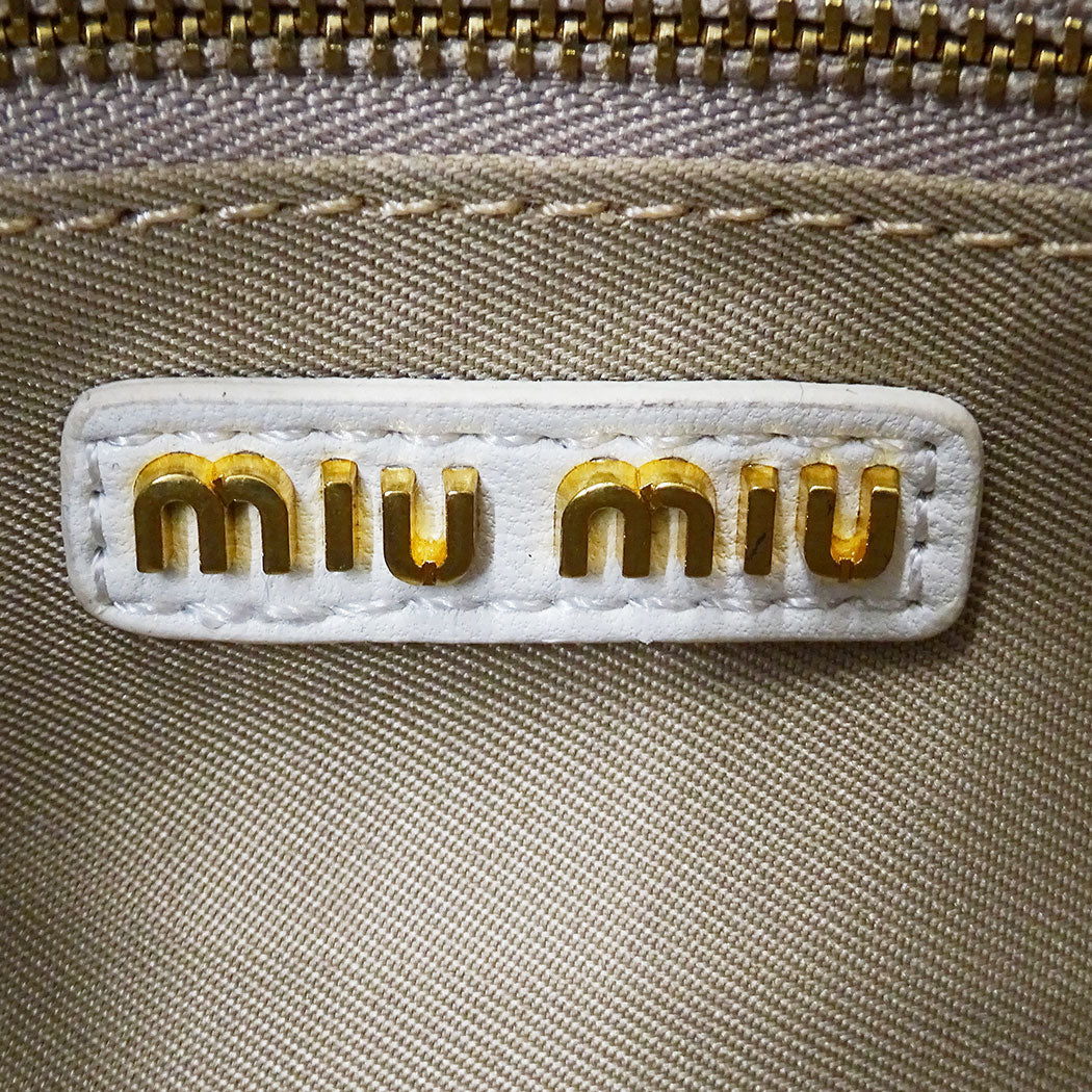 MIUMIU ミュウミュウ アルカディ マテラッセ 2wayバッグ ホワイト 5BB142 レザー レディース 【中古】