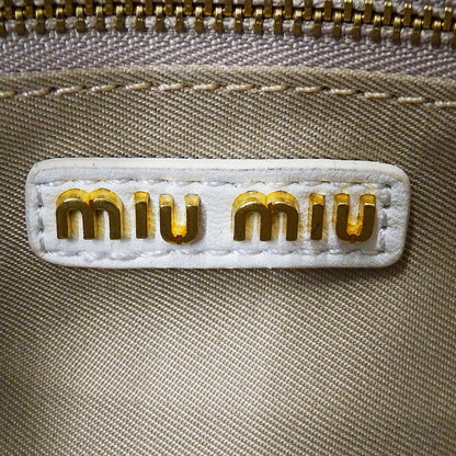 MIUMIU ミュウミュウ アルカディ マテラッセ 2wayバッグ ホワイト 5BB142 レザー レディース 【中古】