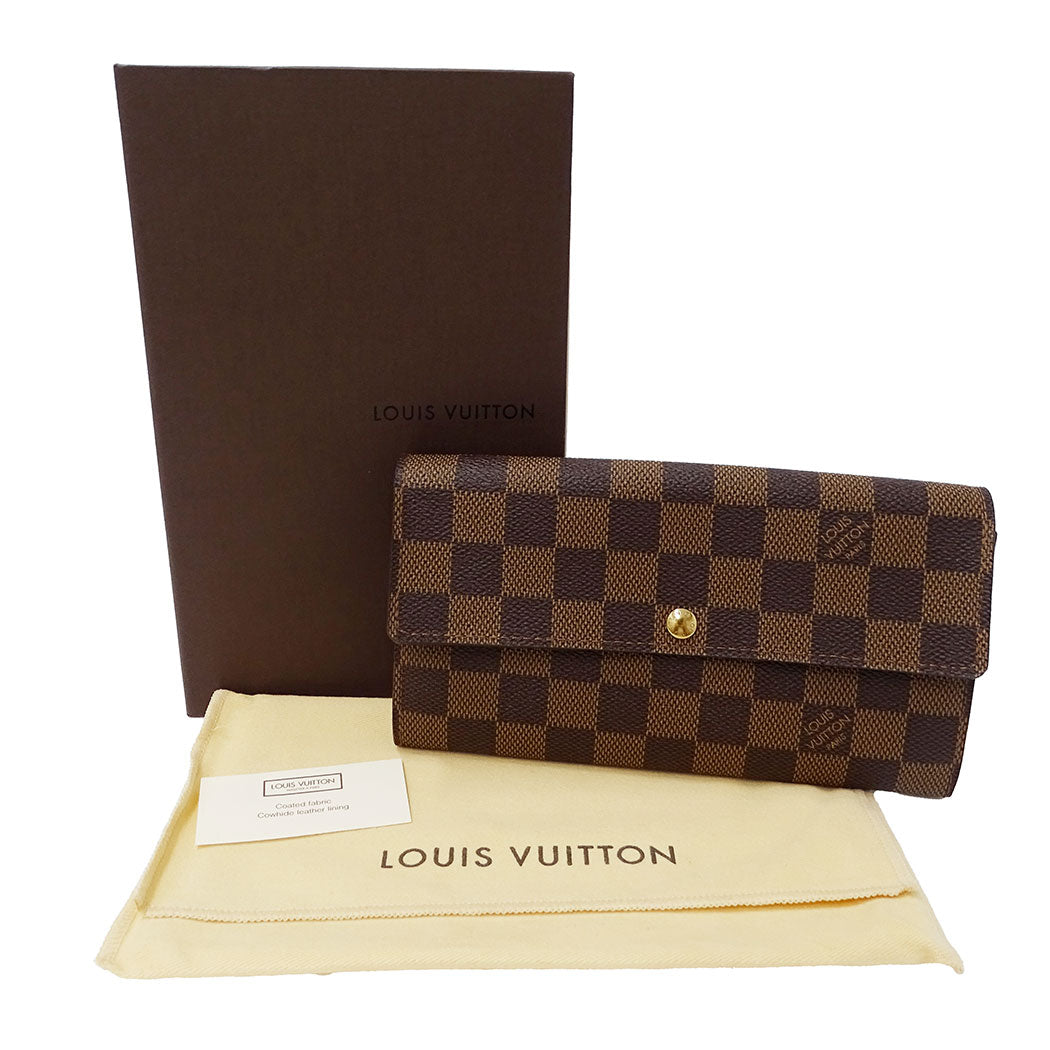 LOUIS VUITTON ルイ・ヴィトン ポルトフォイユ・サラ 長財布 ダミエ ブラウン N61734 ダミエキャンバス レディース 【中古】