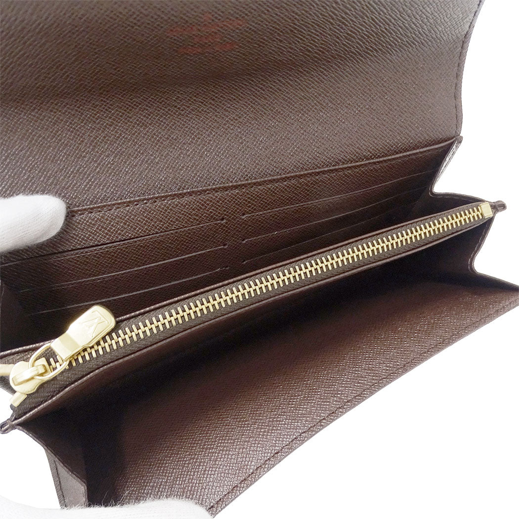LOUIS VUITTON ルイ・ヴィトン ポルトフォイユ・サラ 長財布 ダミエ ブラウン N61734 ダミエキャンバス レディース 【中古】