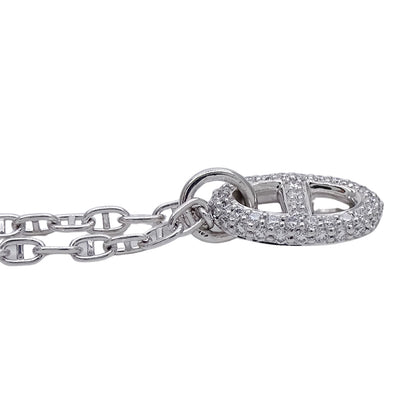 HERMES エルメス シェーヌダンクル ファランドールPM ネックレス 750WG ダイヤモンド SHサイズ レディース 磨き済み【中古】
