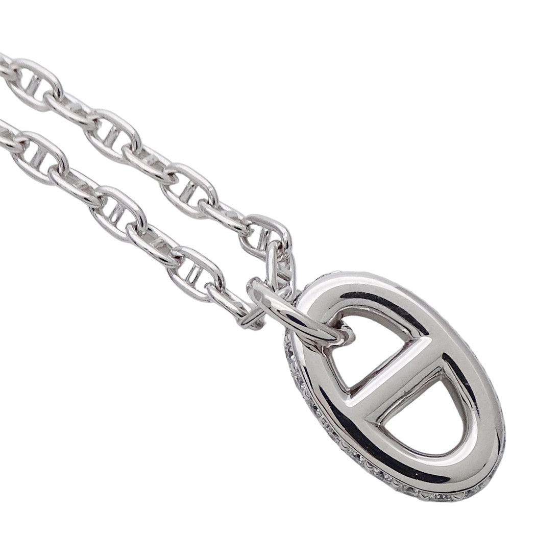 HERMES エルメス シェーヌダンクル ファランドールPM ネックレス 750WG ダイヤモンド SHサイズ レディース 磨き済み【中古】