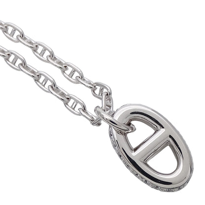 HERMES エルメス シェーヌダンクル ファランドールPM ネックレス 750WG ダイヤモンド SHサイズ レディース 磨き済み【中古】