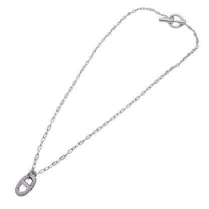 HERMES エルメス シェーヌダンクル ファランドールPM ネックレス 750WG ダイヤモンド SHサイズ レディース 磨き済み【中古】