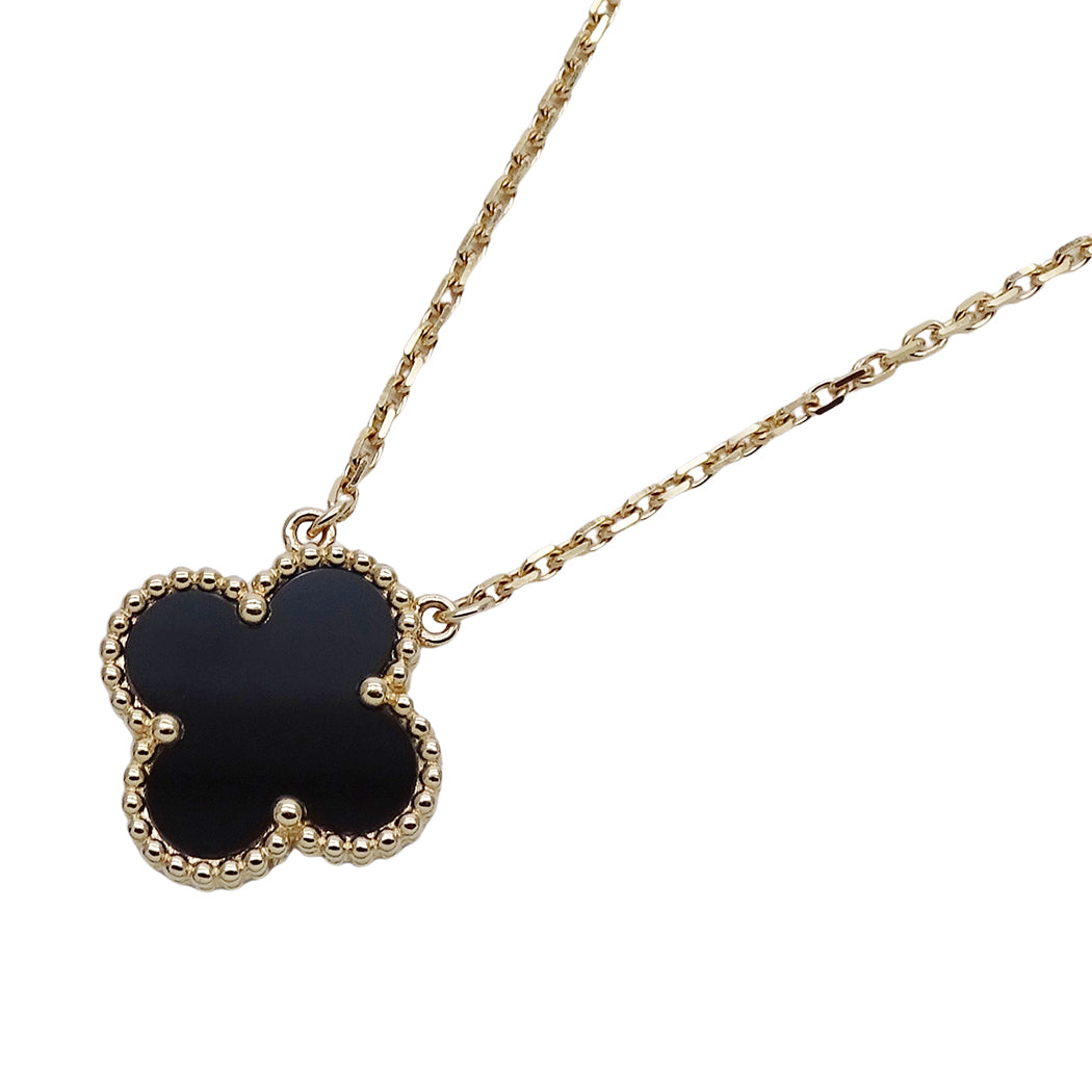 Van Cleef & Arpels ヴァンクリーフ＆アーペル ヴィンテージアルハンブラ ネックレス 750YG オニキス レディース 磨き済み【中古】