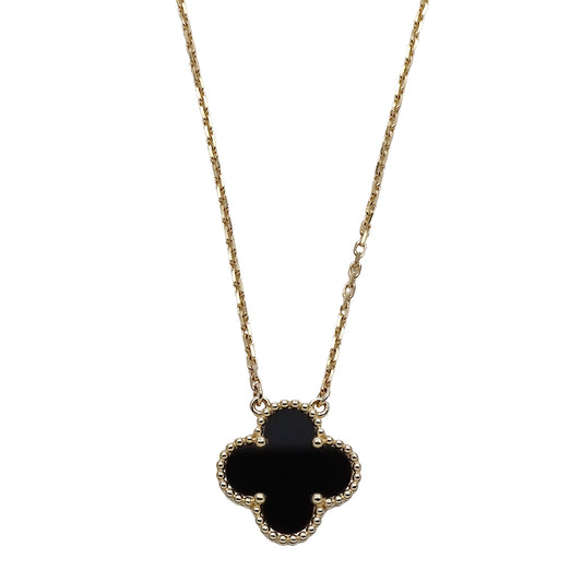 Van Cleef & Arpels ヴァンクリーフ＆アーペル ヴィンテージアルハンブラ ネックレス 750YG オニキス レディース 磨き済み【中古】