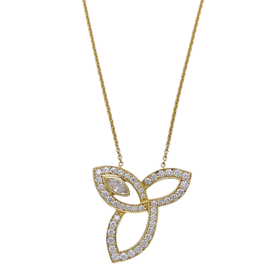 HARRY WINSTON ハリー・ウィンストン リリークラスター ネックレス 750YG ダイヤモンド レディース 磨き済み【中古】