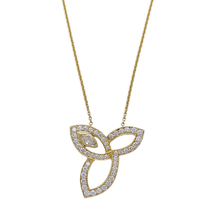 HARRY WINSTON ハリー・ウィンストン リリークラスター ネックレス 750YG ダイヤモンド レディース 磨き済み【中古】