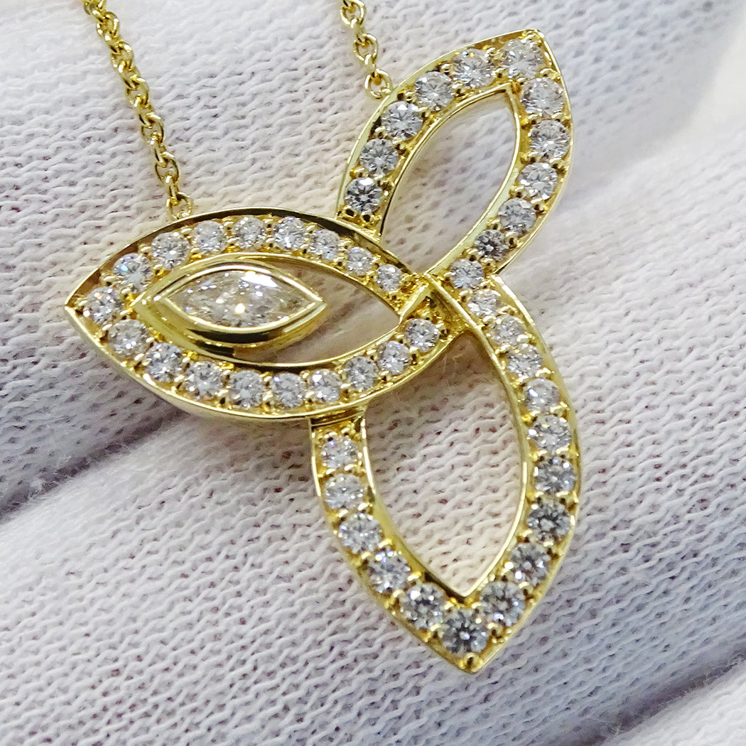 HARRY WINSTON ハリー・ウィンストン リリークラスター ネックレス 750YG ダイヤモンド レディース 磨き済み【中古】