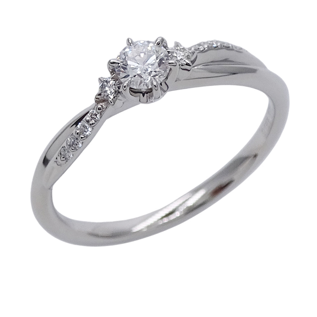 STAR JEWELRY スタージュエリー エンゲージメント リング 指輪 PT950 ダイヤモンド D0.188/0.05 約12号 レディース 磨き済み【中古】