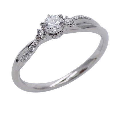 STAR JEWELRY スタージュエリー エンゲージメント リング 指輪 PT950 ダイヤモンド D0.188/0.05 約12号 レディース 磨き済み【中古】