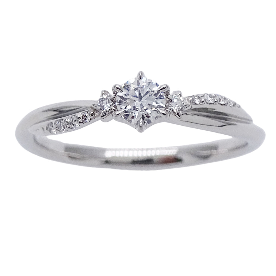 STAR JEWELRY スタージュエリー エンゲージメント リング 指輪 PT950 ダイヤモンド D0.188/0.05 約12号 レディース 磨き済み【中古】