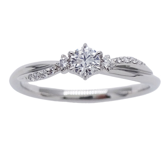 STAR JEWELRY スタージュエリー エンゲージメント リング 指輪 PT950 ダイヤモンド D0.188/0.05 約12号 レディース 磨き済み【中古】