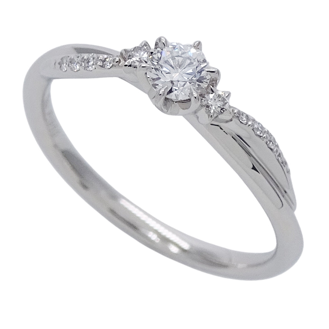 STAR JEWELRY スタージュエリー エンゲージメント リング 指輪 PT950 ダイヤモンド D0.188/0.05 約12号 レディース 磨き済み【中古】