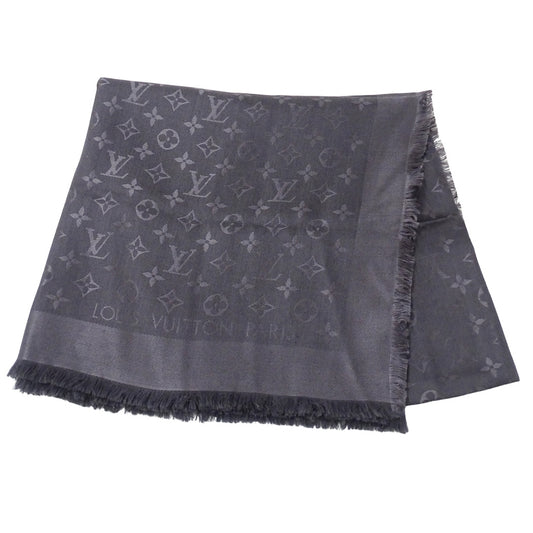 LOUIS VUITTON ルイ・ヴィトン ショール マフラー・ストール モノグラム アントラッシト グレー M74752 シルク レディース メンズ 【中古】