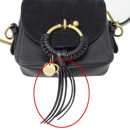 SEE BY CHLOE シーバイクロエ ショルダーバッグ ブラック 黒 レザー レディース 【中古】