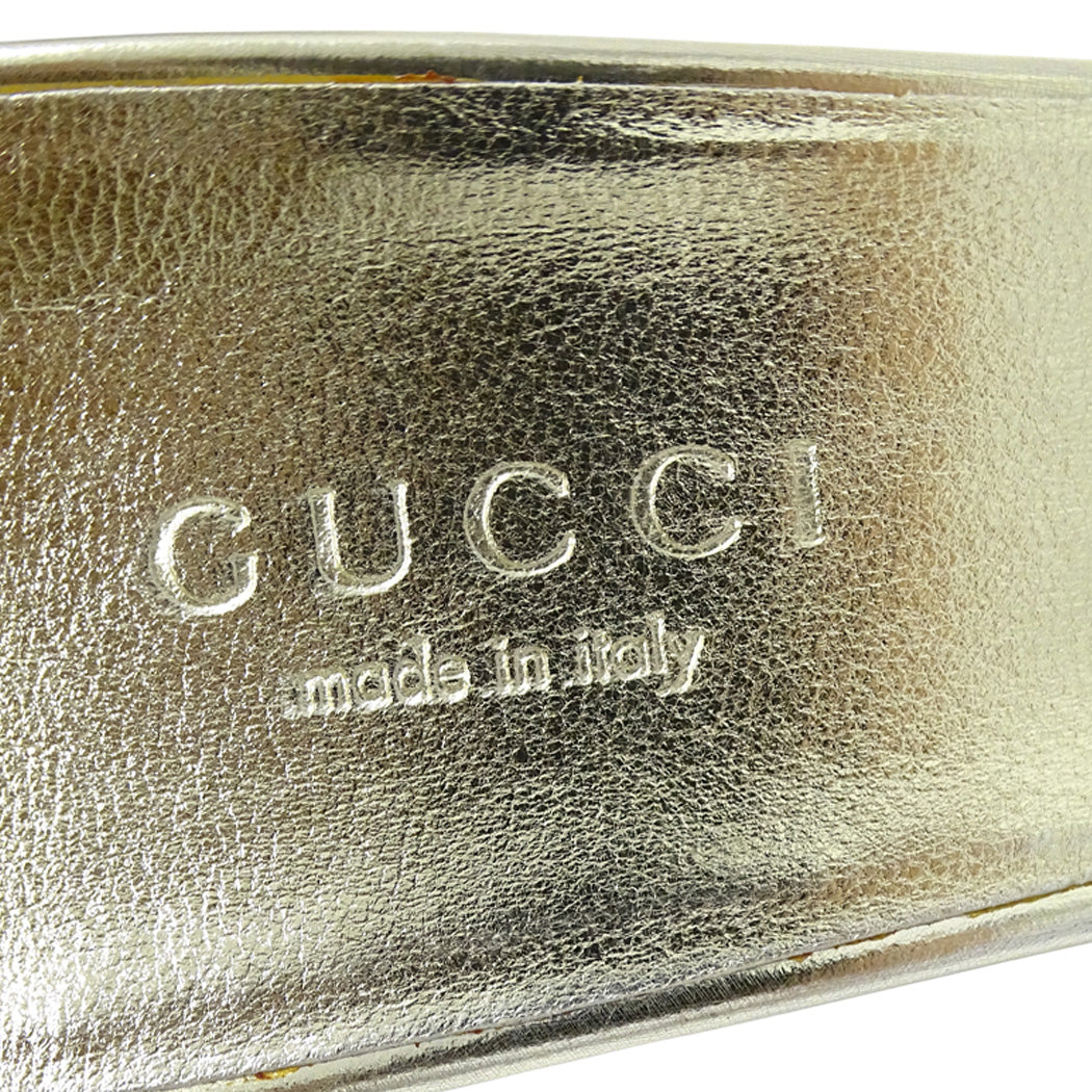 GUCCI グッチ ミュール ゴールド 213207 レザー 34 約21cm レディース 【中古】