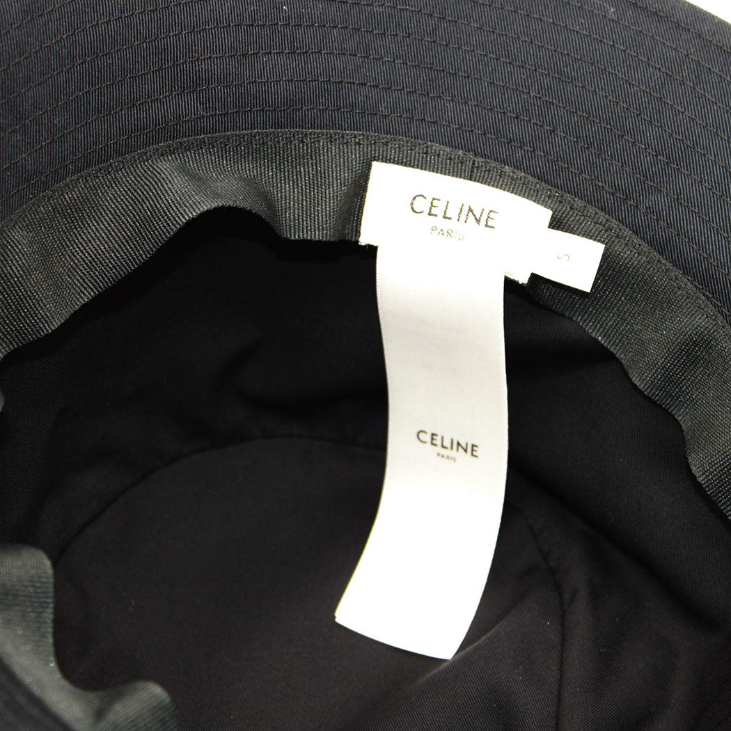 CELINE セリーヌ トリオンフ バケットハット ハット ブラック コットン レディース メンズ 【中古】