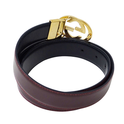 GUCCI グッチ ベルト ボルドー ブラック レザー レディース 【中古】