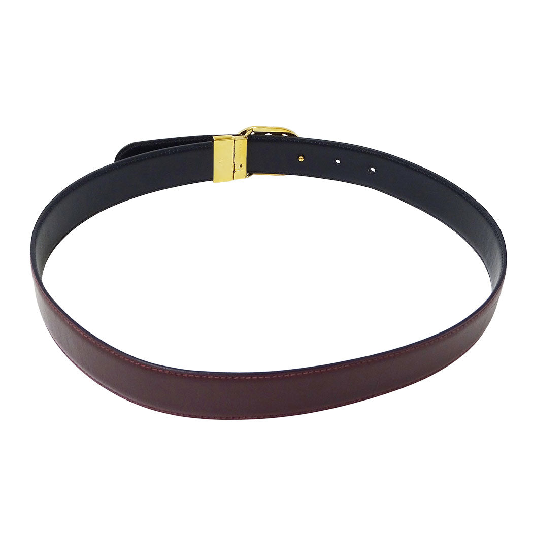 GUCCI グッチ ベルト ボルドー ブラック レザー レディース 【中古】