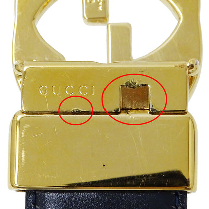 GUCCI グッチ ベルト ボルドー ブラック レザー レディース 【中古】