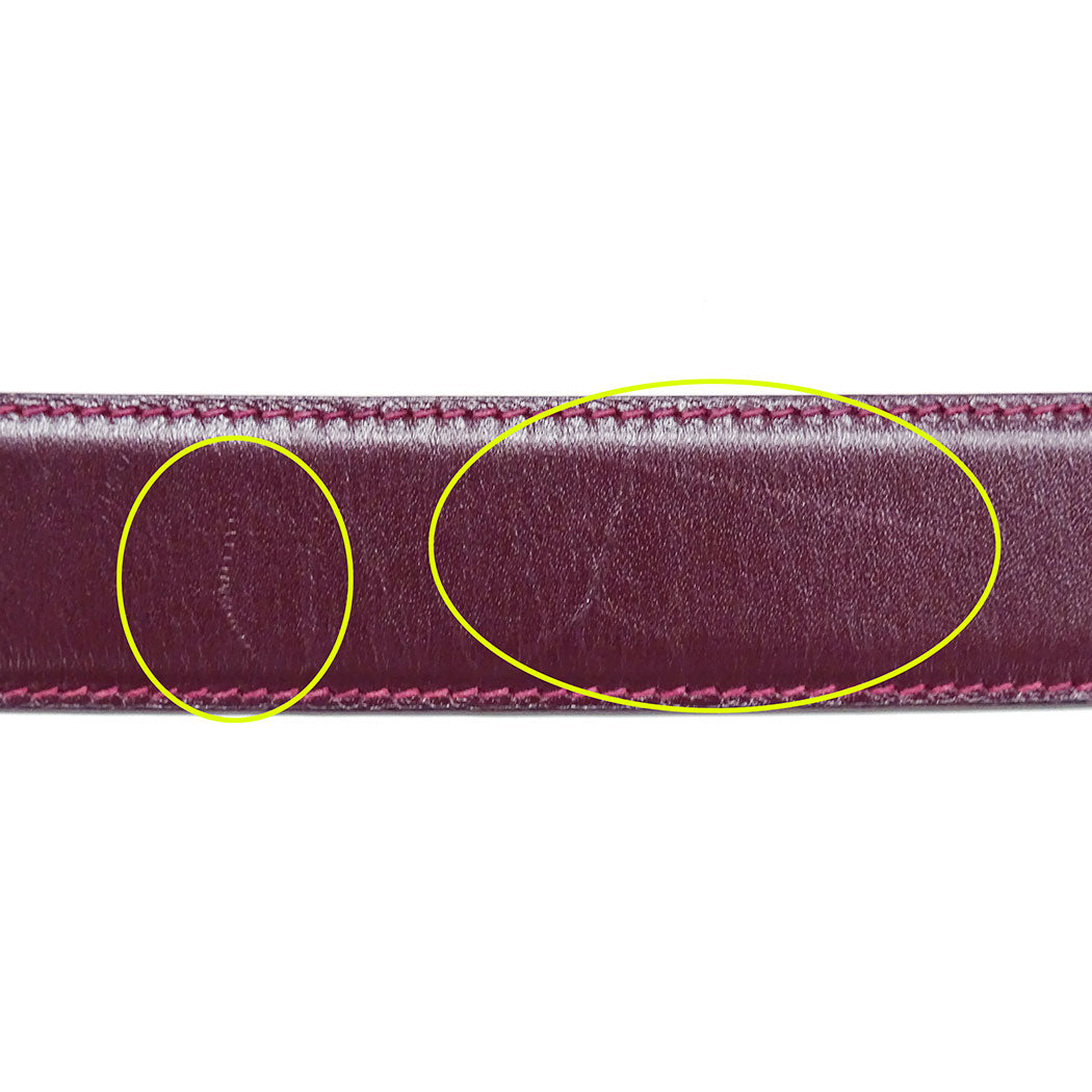 GUCCI グッチ ベルト ボルドー ブラック レザー レディース 【中古】