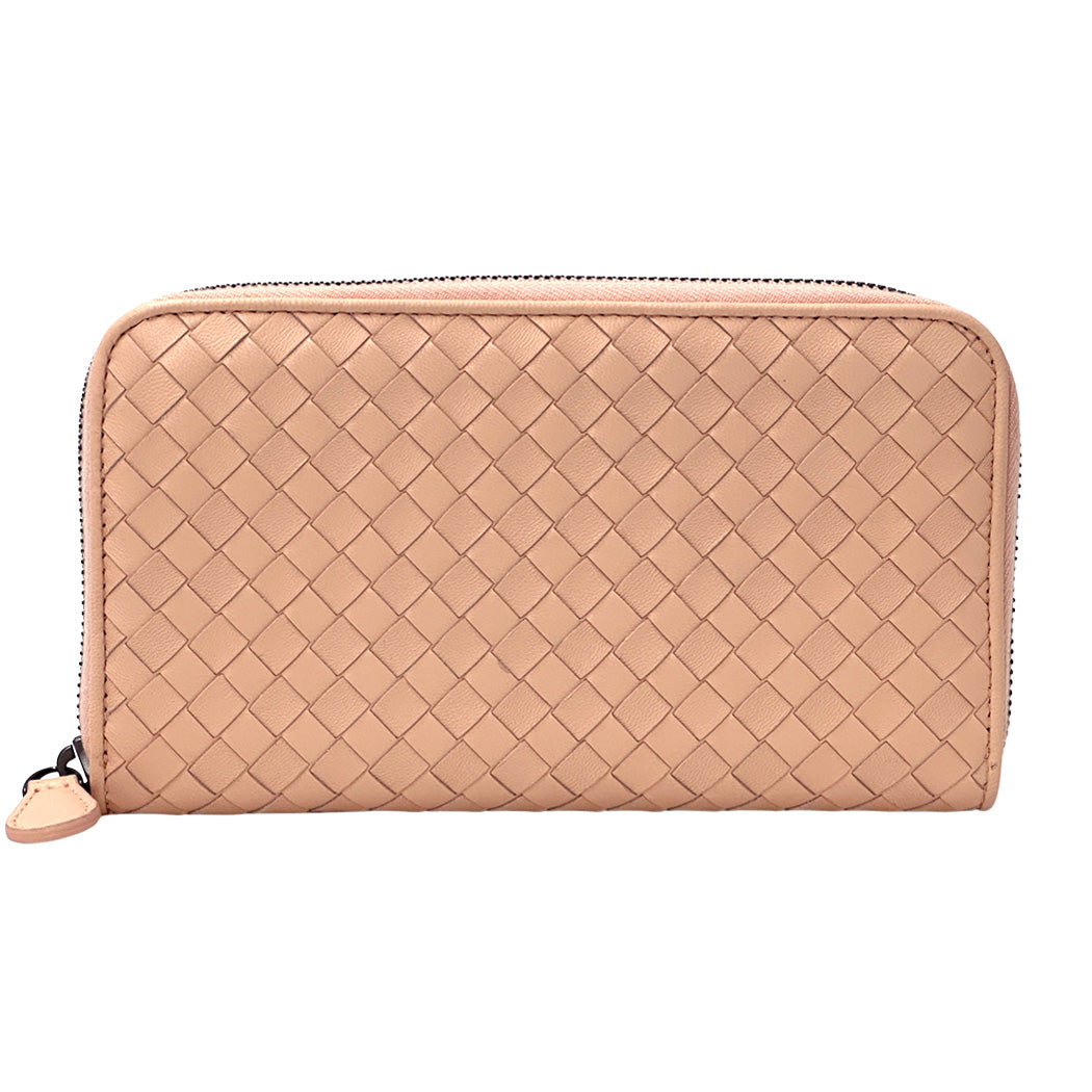 BOTTEGAVENETA ボッテガ・ヴェネタ 長財布 イントレチャート ピンク レザー レディース 【中古】