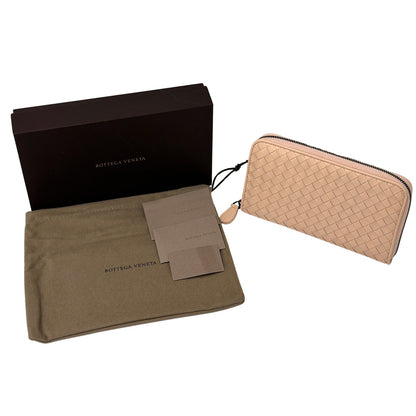 BOTTEGAVENETA ボッテガ・ヴェネタ 長財布 イントレチャート ピンク レザー レディース 【中古】