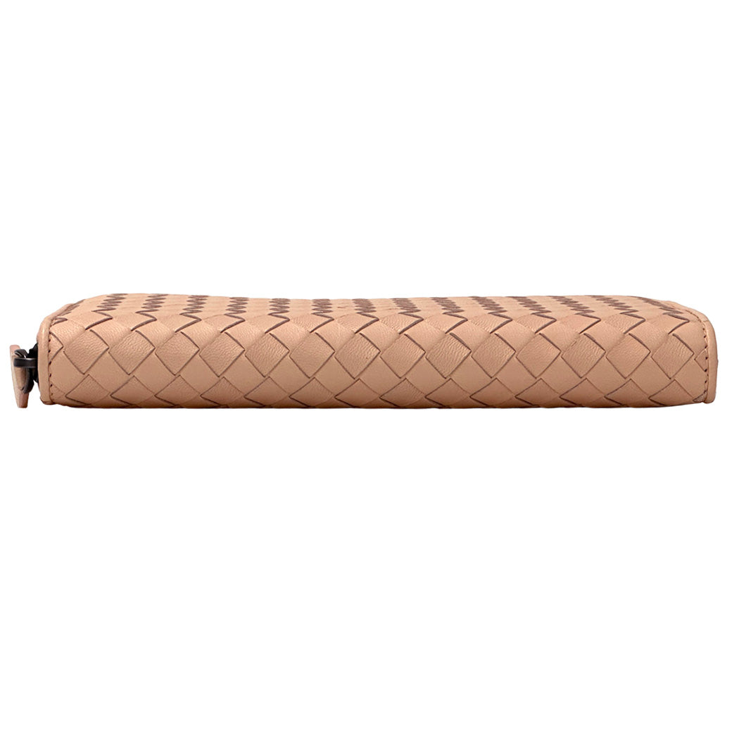 BOTTEGAVENETA ボッテガ・ヴェネタ 長財布 イントレチャート ピンク レザー レディース 【中古】