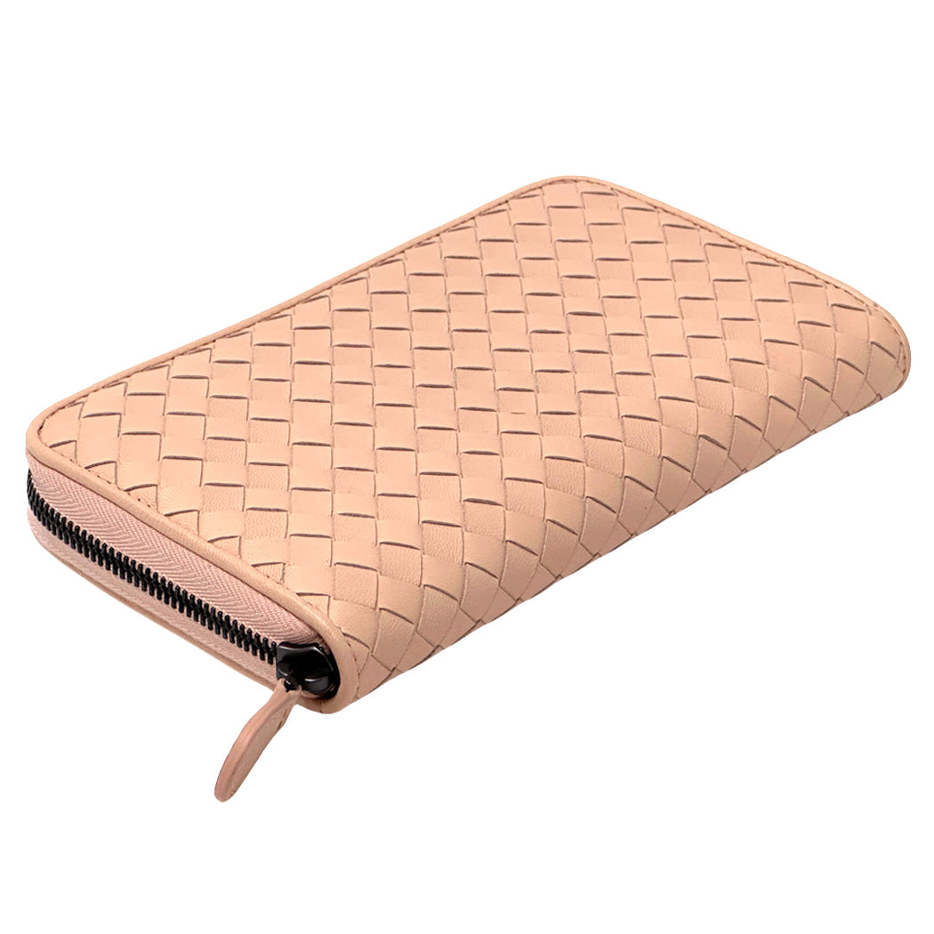 BOTTEGAVENETA ボッテガ・ヴェネタ 長財布 イントレチャート ピンク レザー レディース 【中古】