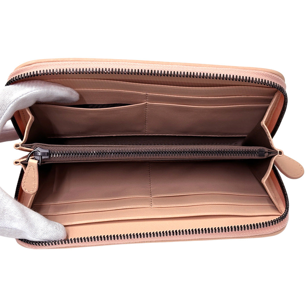 BOTTEGAVENETA ボッテガ・ヴェネタ 長財布 イントレチャート ピンク レザー レディース 【中古】