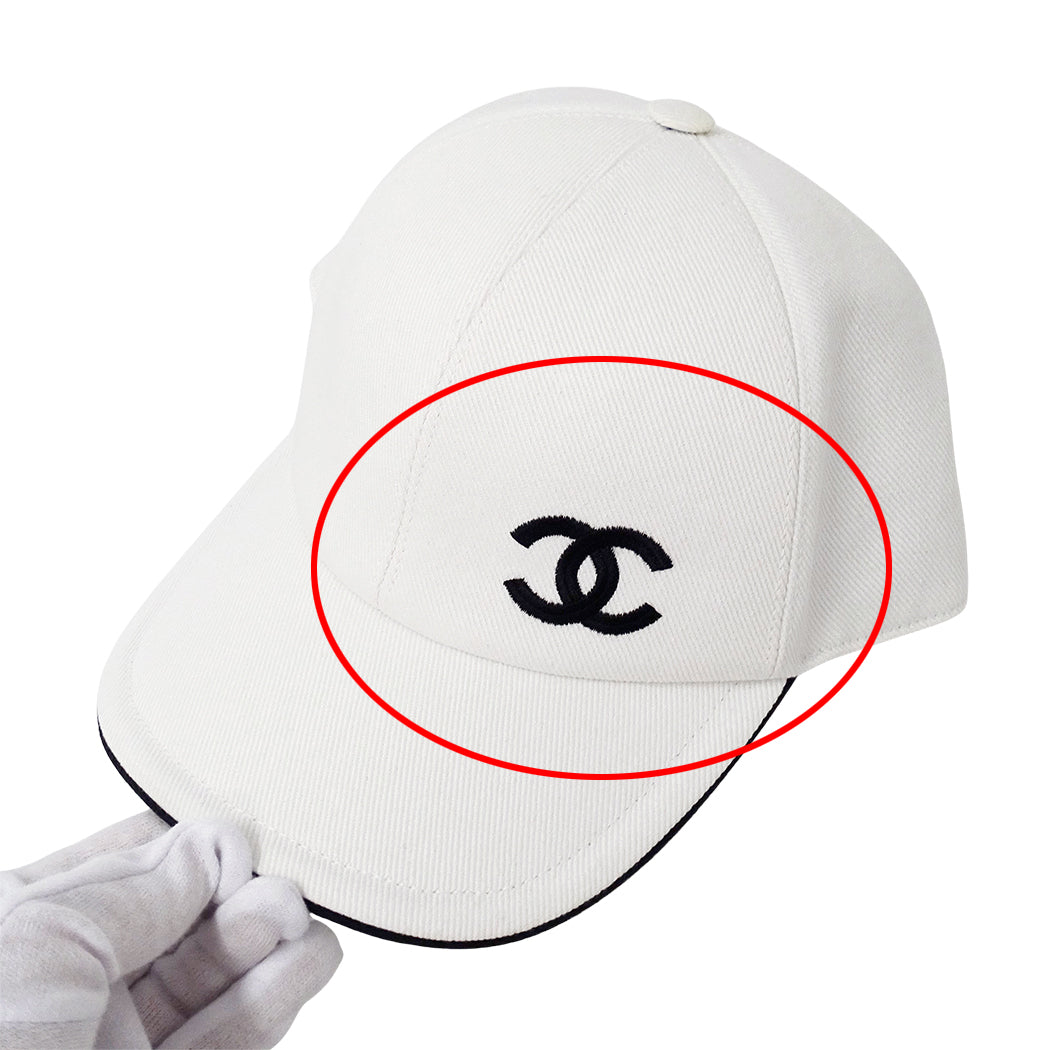 CHANEL シャネル キャップ ホワイト コットン レディース 【中古】