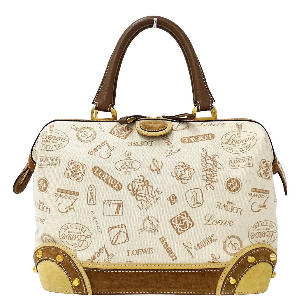LOEWE ロエベ ハンドバッグ ベージュ ブラウン キャンバス レディース 【中古】