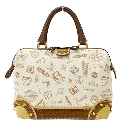LOEWE ロエベ ハンドバッグ ベージュ ブラウン キャンバス レディース 【中古】