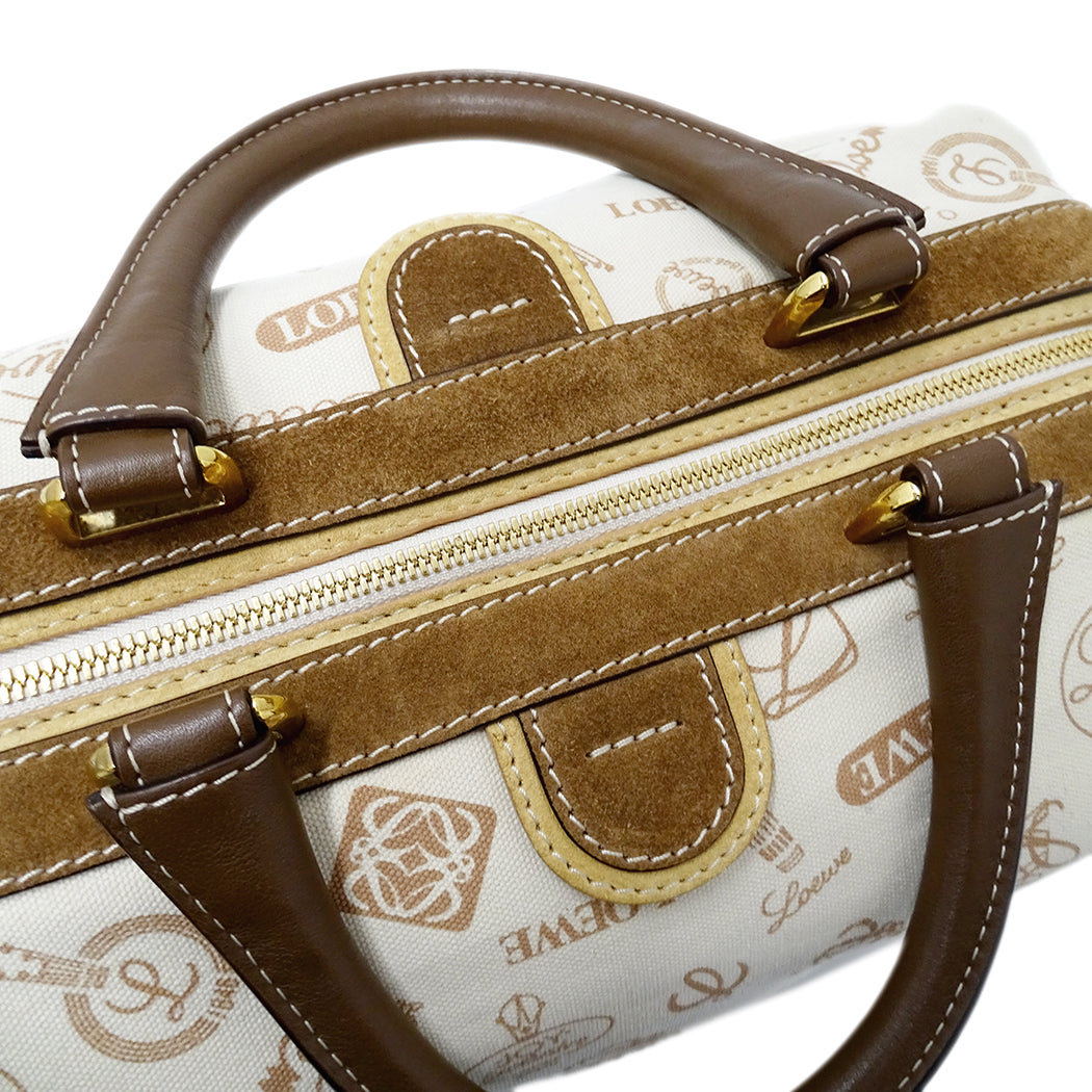 LOEWE ロエベ ハンドバッグ ベージュ ブラウン キャンバス レディース 【中古】