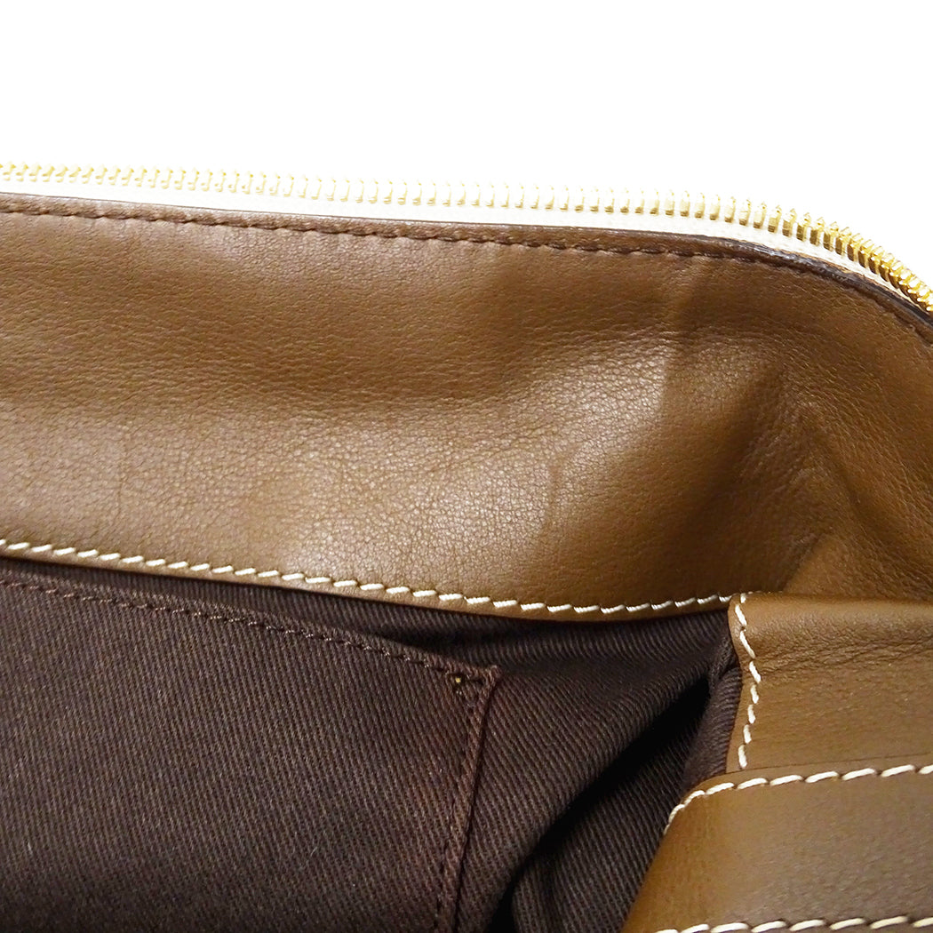 LOEWE ロエベ ハンドバッグ ベージュ ブラウン キャンバス レディース 【中古】
