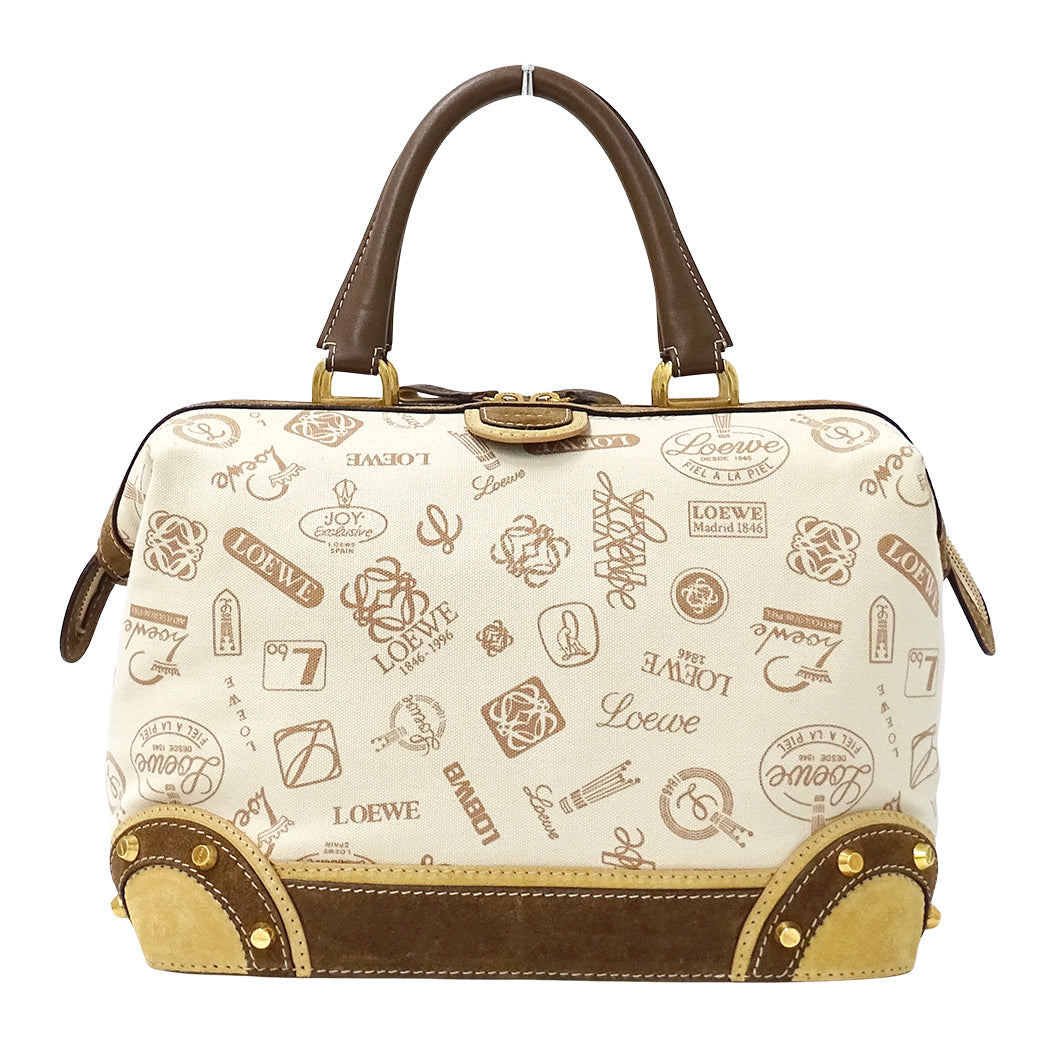 LOEWE ロエベ ハンドバッグ ベージュ ブラウン キャンバス レディース 【中古】