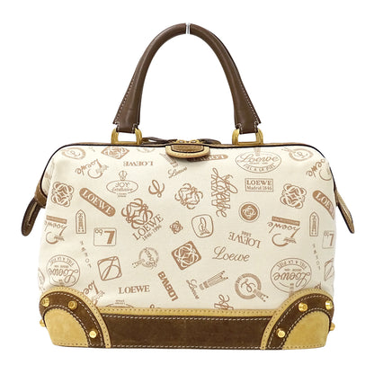 LOEWE ロエベ ハンドバッグ ベージュ ブラウン キャンバス レディース 【中古】