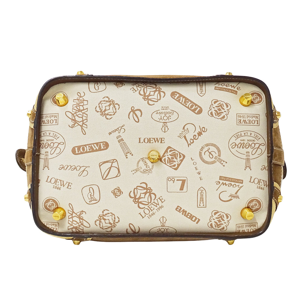 LOEWE ロエベ ハンドバッグ ベージュ ブラウン キャンバス レディース 【中古】