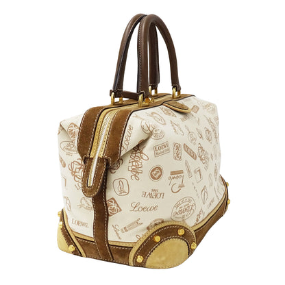 LOEWE ロエベ ハンドバッグ ベージュ ブラウン キャンバス レディース 【中古】