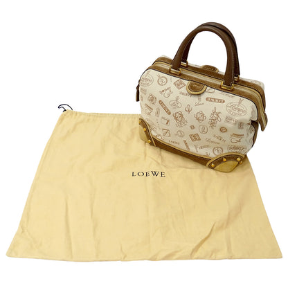 LOEWE ロエベ ハンドバッグ ベージュ ブラウン キャンバス レディース 【中古】