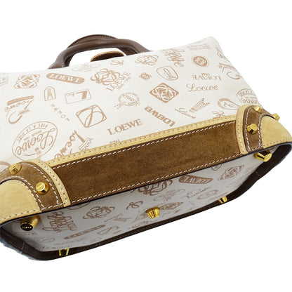 LOEWE ロエベ ハンドバッグ ベージュ ブラウン キャンバス レディース 【中古】