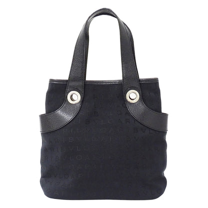 BVLGARI ブルガリ ハンドバッグ ロゴマニア ブラック キャンバス レディース 【中古】