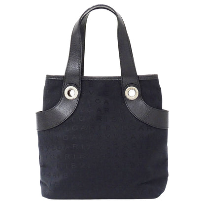 BVLGARI ブルガリ ハンドバッグ ロゴマニア ブラック キャンバス レディース 【中古】