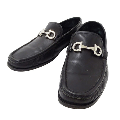 Ferragamo フェラガモ ローファー ダブルガンチーニ ブラック レザー メンズ 【中古】