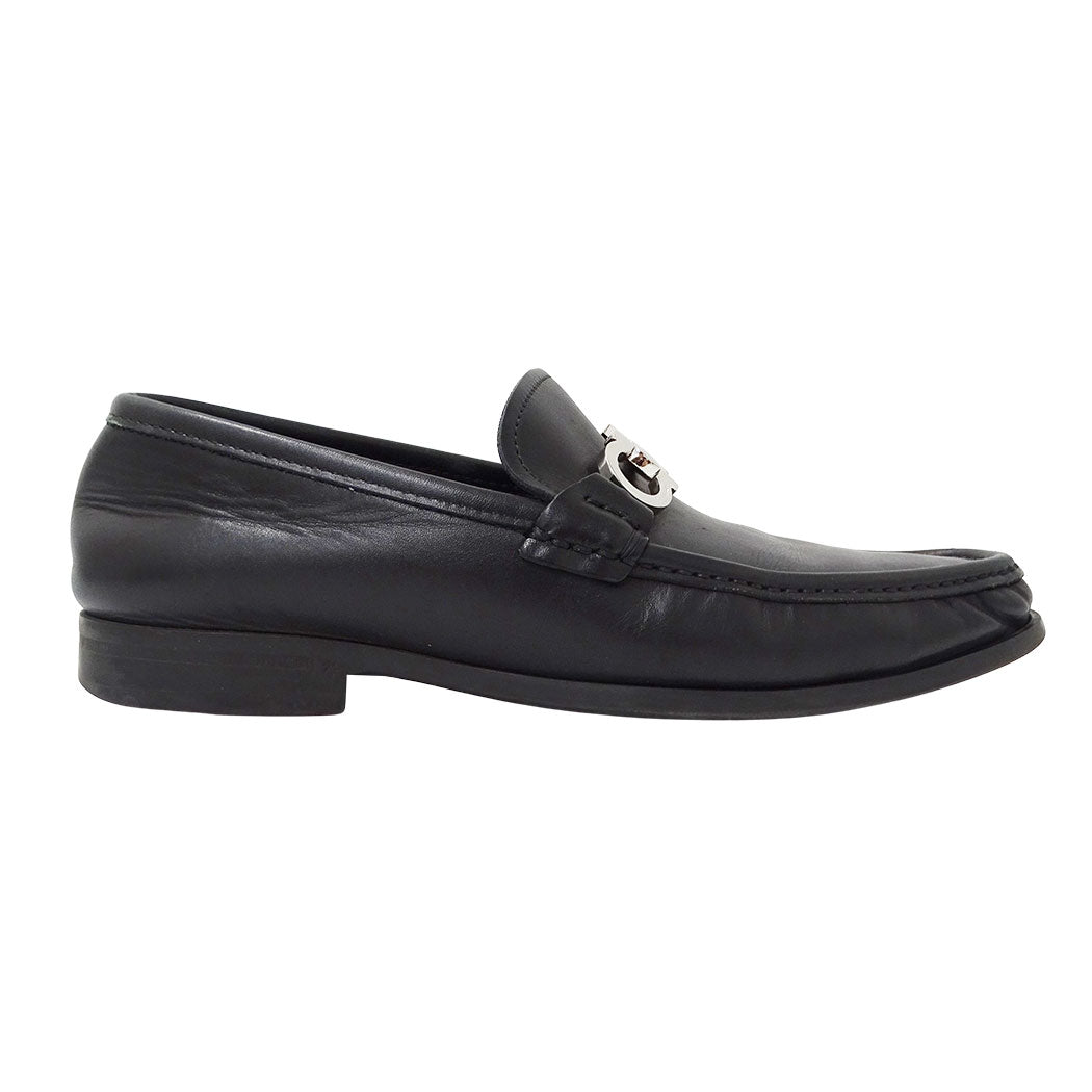 Ferragamo フェラガモ ローファー ダブルガンチーニ ブラック レザー メンズ 【中古】