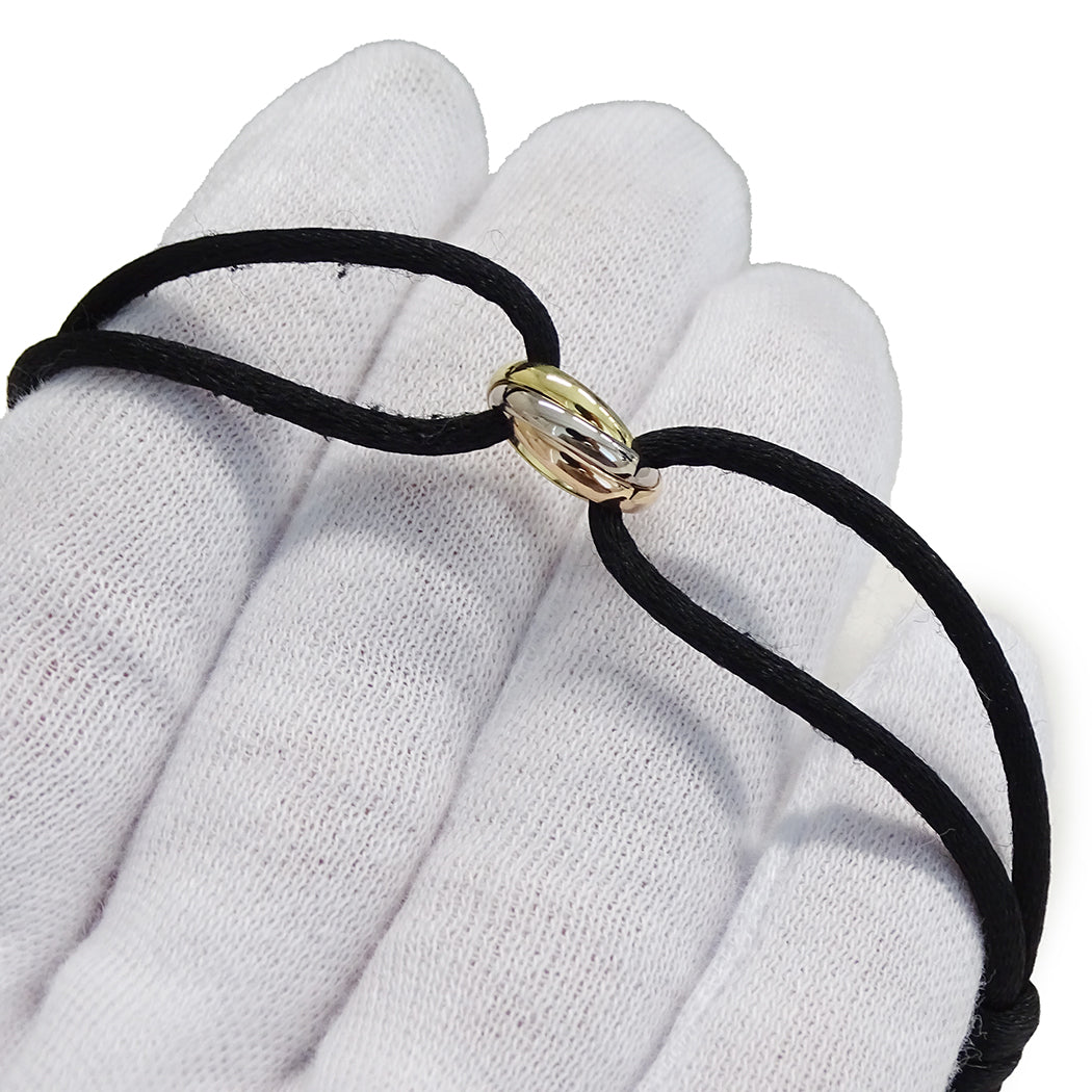 Cartier カルティエ トリニティ ブレスレット 750YG 750PG 750WG ブラックコード レディース 磨き済み【中古】